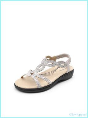 Orthopedic Walking Sandals Rhinestone Sparkly Flat Beach Comfort